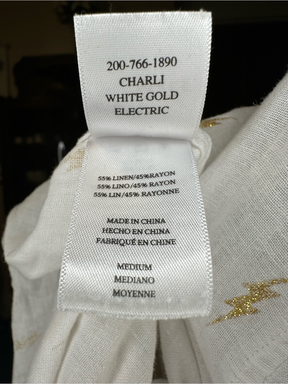 Rails White Gold Lightning Bolt Linen Blend Button Down Shirt Size M - Picture 12 of 12